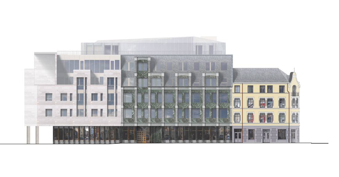 Bankens fasade mot Kiperviktorget. 